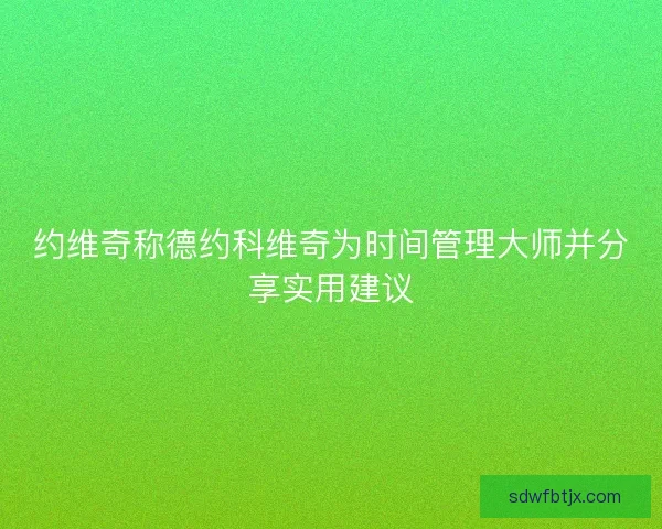 约维奇称德约科维奇为时间管理大师并分享实用建议