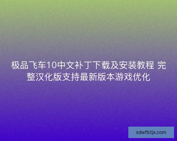 极品飞车10中文补丁下载及安装教程 完整汉化版支持最新版本游戏优化